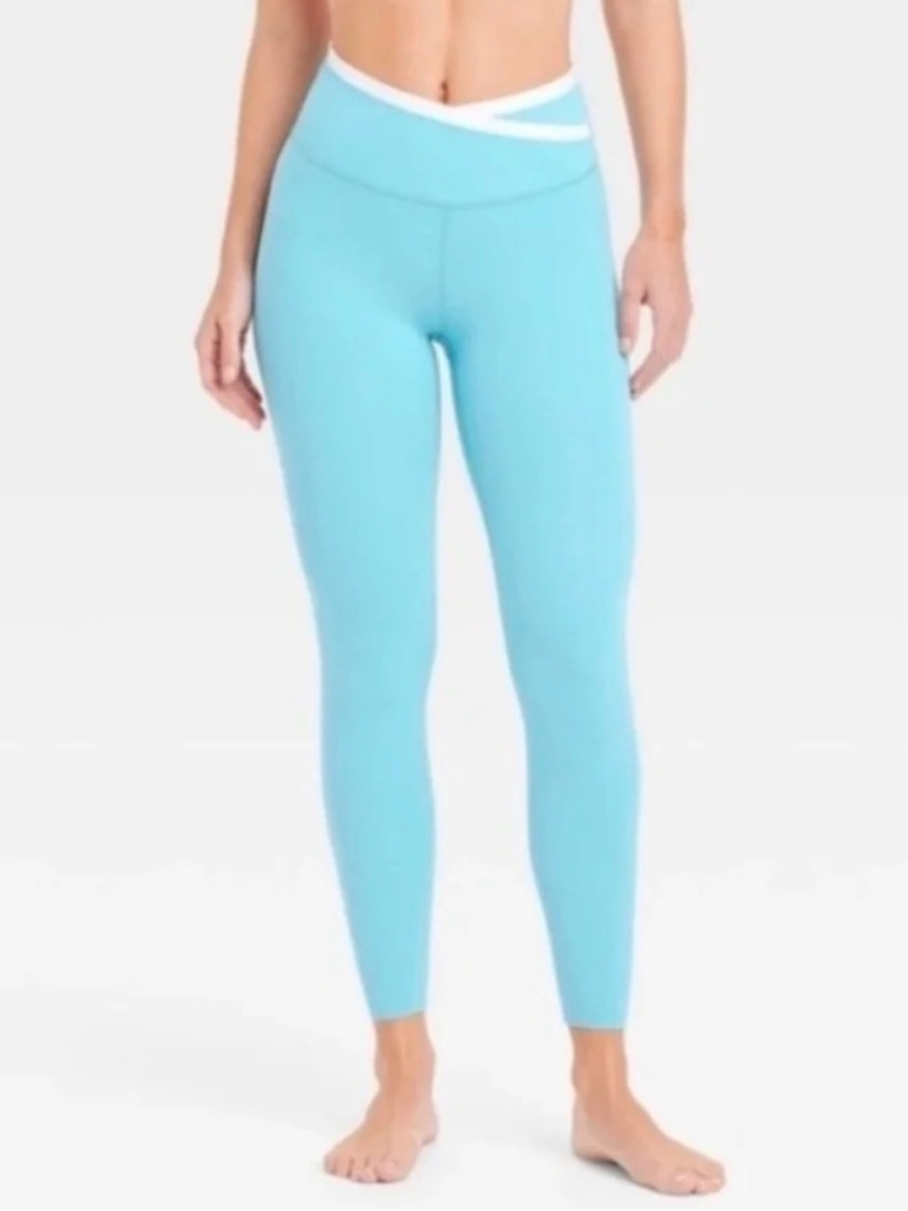 Sky Blue High-Rise Piped-V Waistband Legging Size XXL *NEW